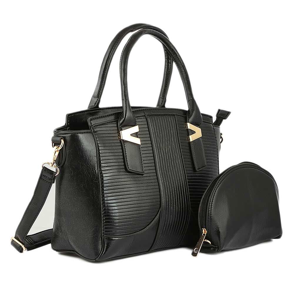 Women's Handbag 2 Pcs (Y-0162) - Black, Women, Bags, Chase Value, Chase Value