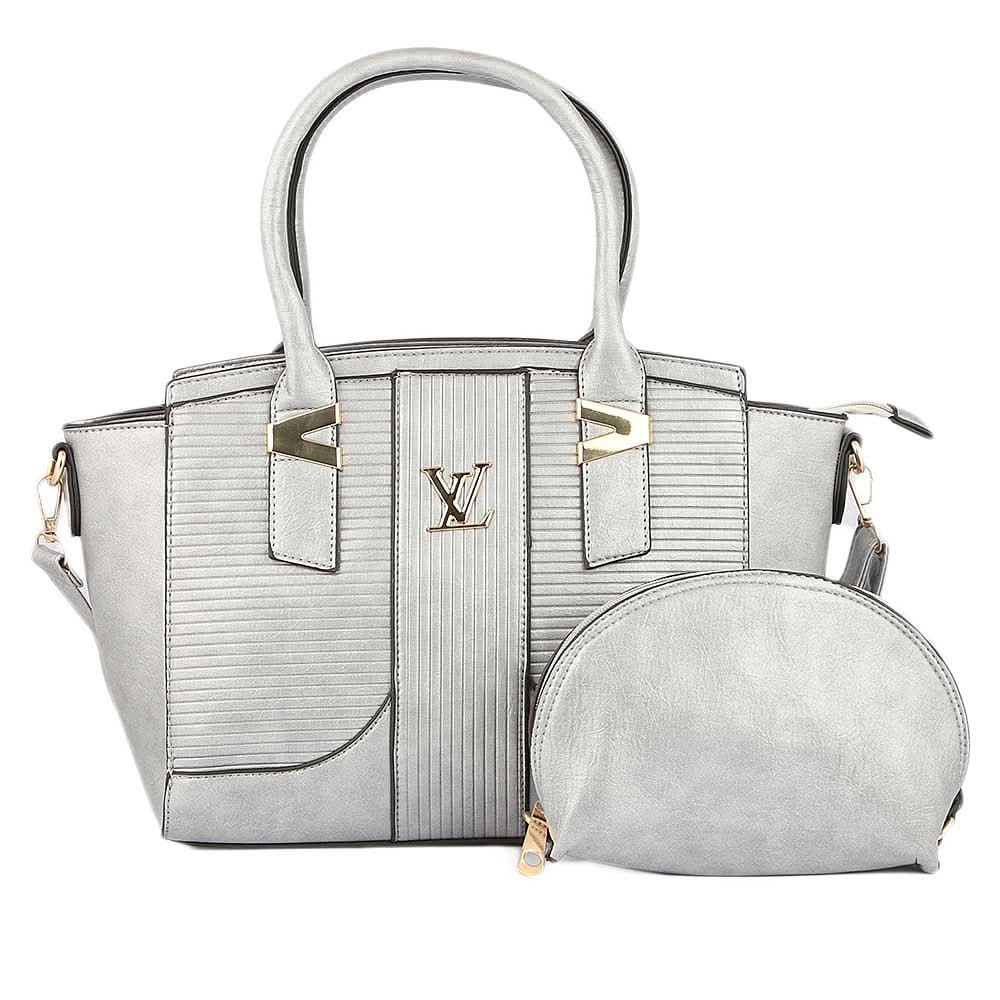 Women's Handbag 2 Pcs (Y-0162) - Silver, Women, Bags, Chase Value, Chase Value