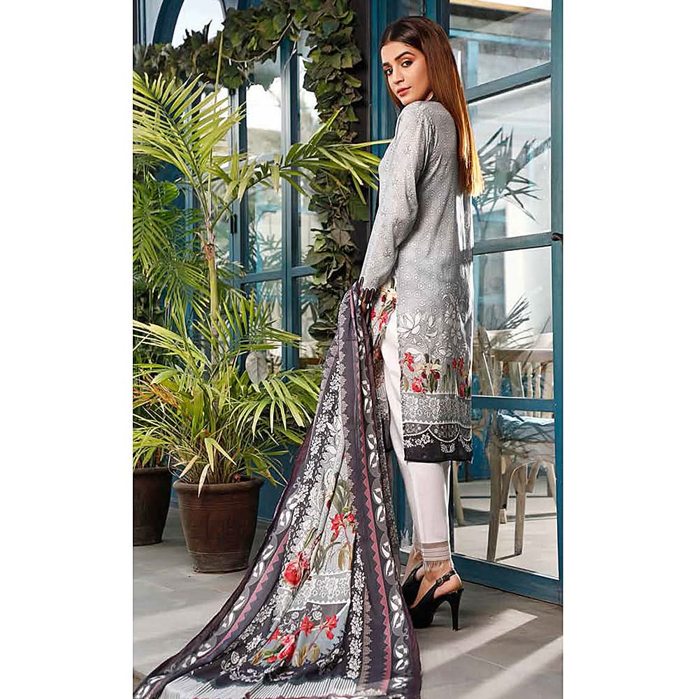 Zavia Digital Printed Lawn 3 Piece Un-Stitched Suit - 01, Women, 3Pcs Shalwar Suit, Fairdeal Textiles, Chase Value