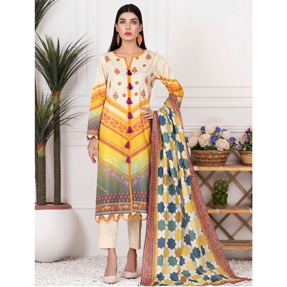 Orchid Mid-Summer Printed unstitched 3pc Cotton Suit, Women, 3Pcs Shalwar Suit, Regalia Textiles, Chase Value