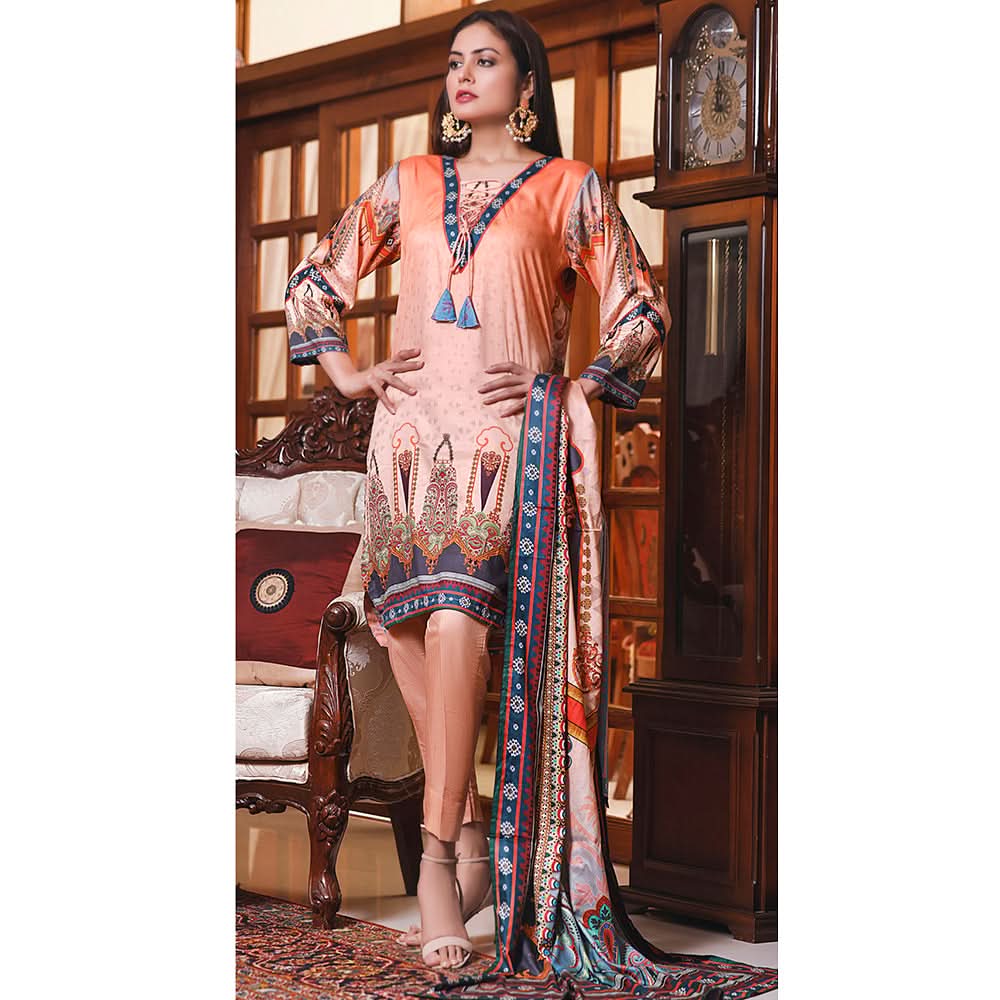 Halime Sultan Cottel Digital Printed Un-Stitched 3 Pcs Suit - 1, Women, 3Pcs Shalwar Suit, Chase Value, Chase Value