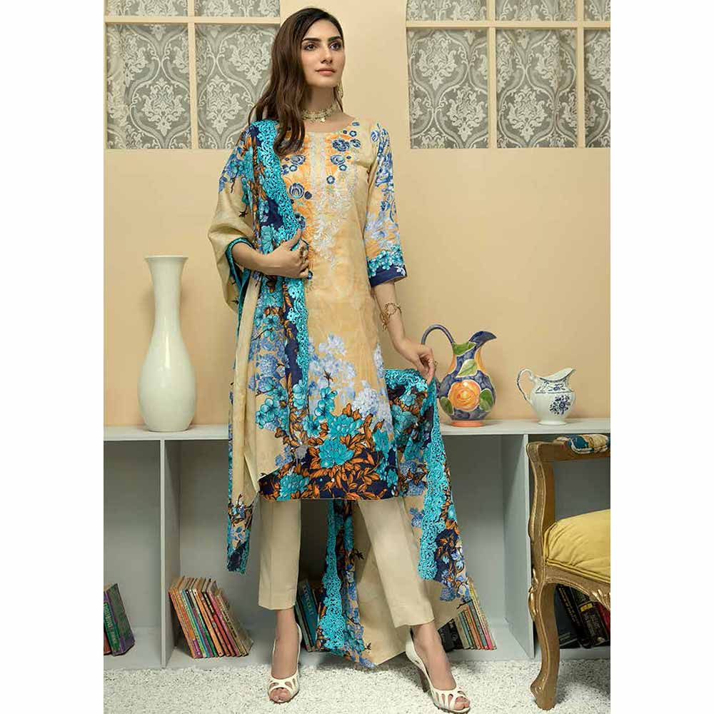 Zebtan Embroidered Cotton 3 Pieces Un-Stitched Suit Vol 01 - 02, Women, 3Pcs Shalwar Suit, Rujhan Textiles, Chase Value