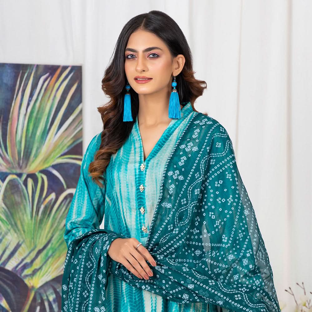 TIE & DYE Printed Cotton 3 Pcs Un-Stitched Suit - 2, Women, 3Pcs Shalwar Suit, ZS Textiles, Chase Value