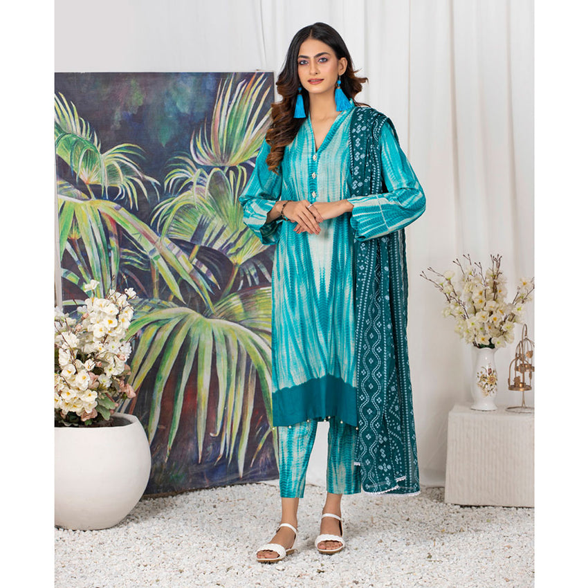 TIE & DYE Printed Cotton 3 Pcs Un-Stitched Suit - 2, Women, 3Pcs Shalwar Suit, ZS Textiles, Chase Value