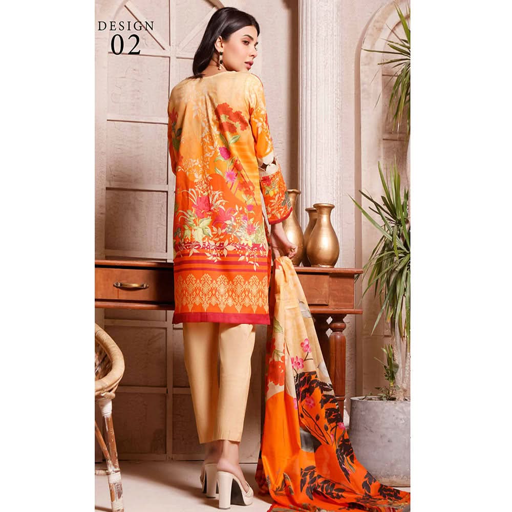 Halime Sultan Digital Printed Lawn 3Pcs Unstitched Suit V1 - 2, Women, 3Pcs Shalwar Suit, Halime Sultan, Chase Value