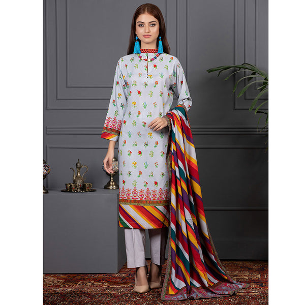 Orchid Modal Satin Digital Printed Un-Stitched 3 Pcs Suit - 2, Women, 3Pcs Shalwar Suit, Orchid, Chase Value