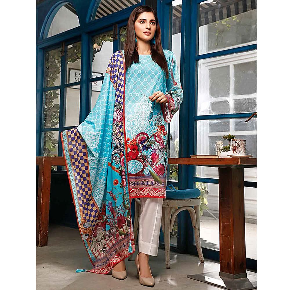 Zavia Digital Printed Lawn 3 Piece Un-Stitched Suit - 02, Women, 3Pcs Shalwar Suit, Fairdeal Textiles, Chase Value