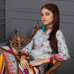 Orchid Modal Satin Digital Printed Un-Stitched 3 Pcs Suit - 2, Women, 3Pcs Shalwar Suit, Orchid, Chase Value