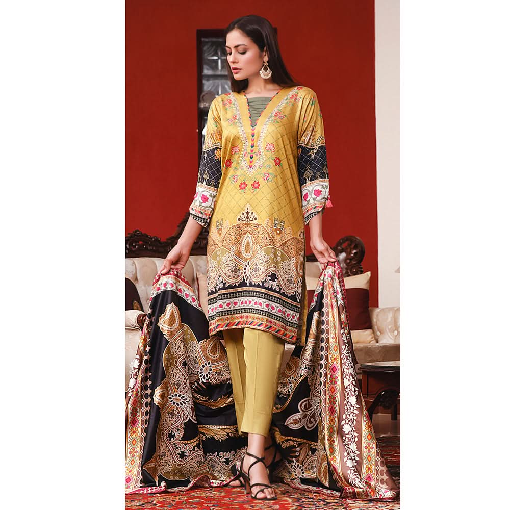 Halime Sultan Cottel Digital Printed Un-Stitched 3 Pcs Suit - 2, Women, 3Pcs Shalwar Suit, Chase Value, Chase Value