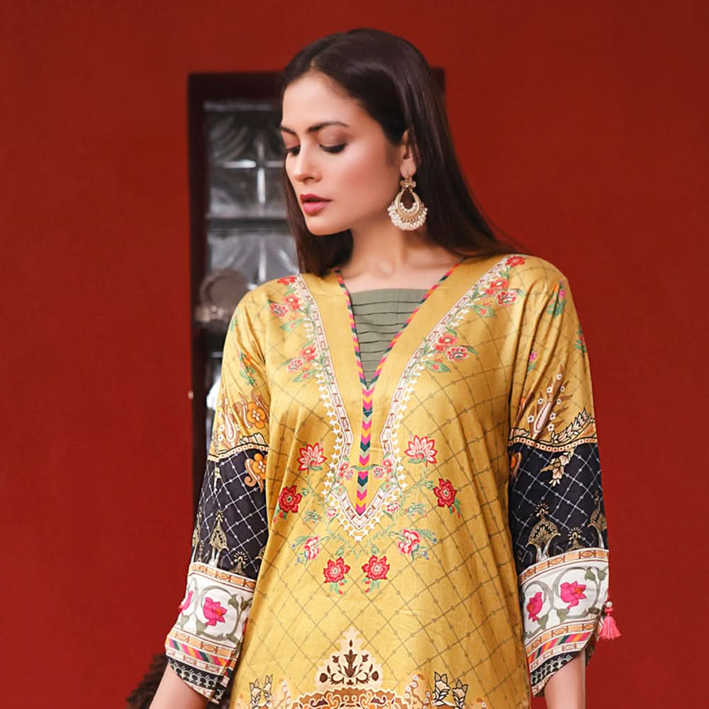Halime Sultan Cottel Digital Printed Un-Stitched 3 Pcs Suit - 2, Women, 3Pcs Shalwar Suit, Chase Value, Chase Value