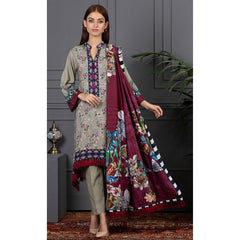 Orchid Modal Satin Digital Printed Un-Stitched 3 Pcs Suit - 3, Women, 3Pcs Shalwar Suit, Orchid, Chase Value