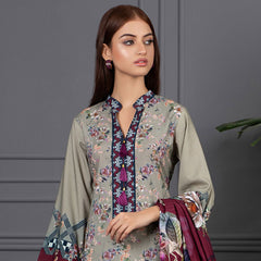 Orchid Modal Satin Digital Printed Un-Stitched 3 Pcs Suit - 3, Women, 3Pcs Shalwar Suit, Orchid, Chase Value