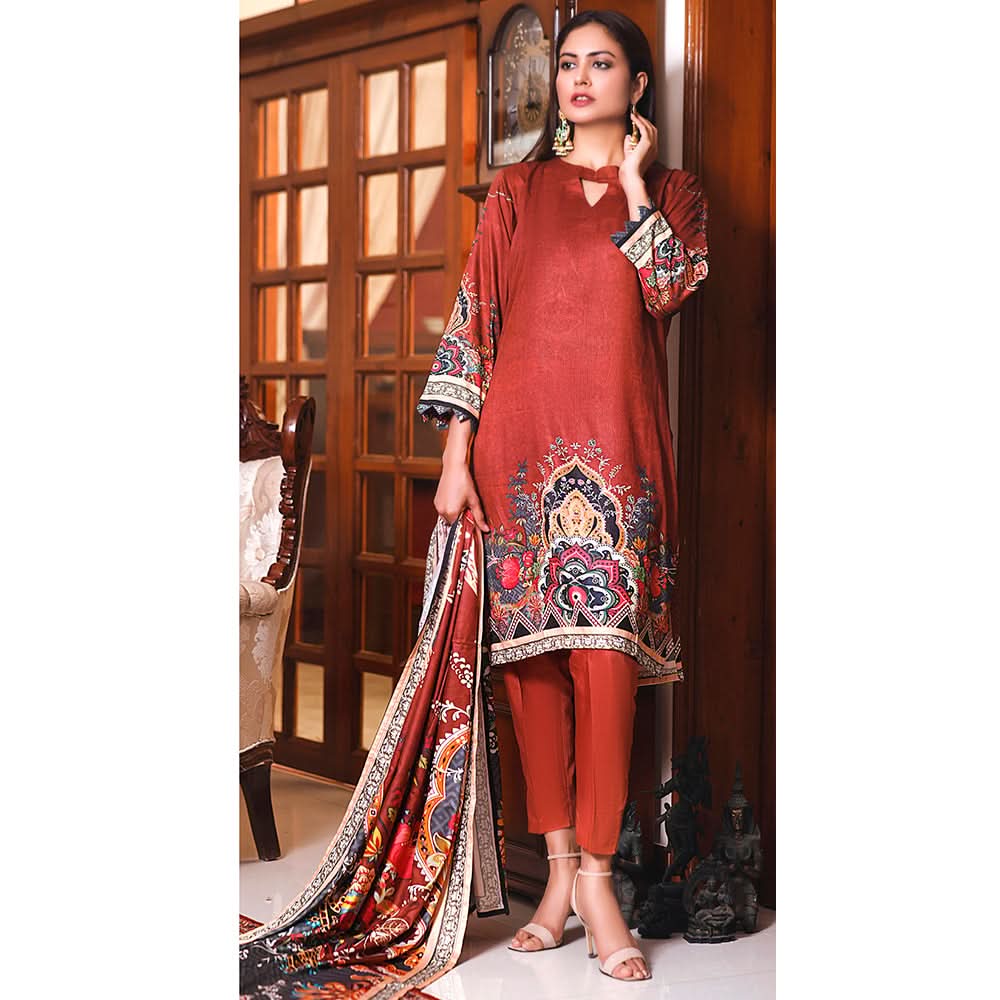 Halime Sultan Cottel Digital Printed Un-Stitched 3 Pcs Suit - 3, Women, 3Pcs Shalwar Suit, Chase Value, Chase Value