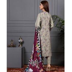 Orchid Modal Satin Digital Printed Un-Stitched 3 Pcs Suit - 3, Women, 3Pcs Shalwar Suit, Orchid, Chase Value