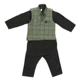 Boys WaistCoat Shalwar Suit - Dark Green, Kids, Boys Shalwar Kameez, Chase Value, Chase Value