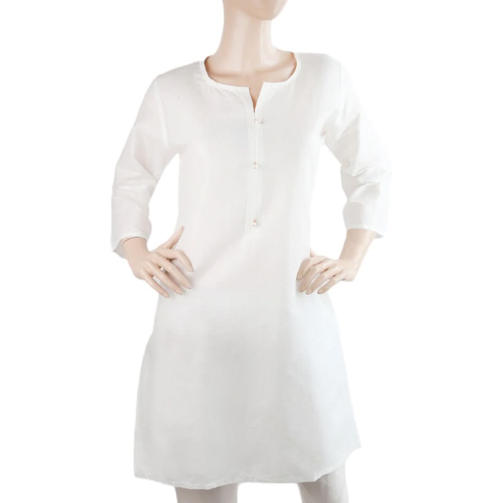 Women's Plain Kurti - White, Women, Ready Kurtis, Chase Value, Chase Value