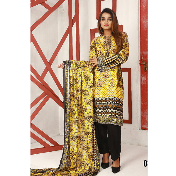 Libas Printed & Embroidered 3 Pcs Un-Stitched Suit Vol 1 - 3-A, Women, 3Pcs Shalwar Suit, Shariq Textiles, Chase Value