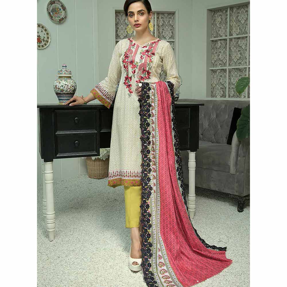Zebtan Embroidered Cotton 3 Pieces Un-Stitched Suit Vol 01 - 04, Women, 3Pcs Shalwar Suit, Rujhan Textiles, Chase Value