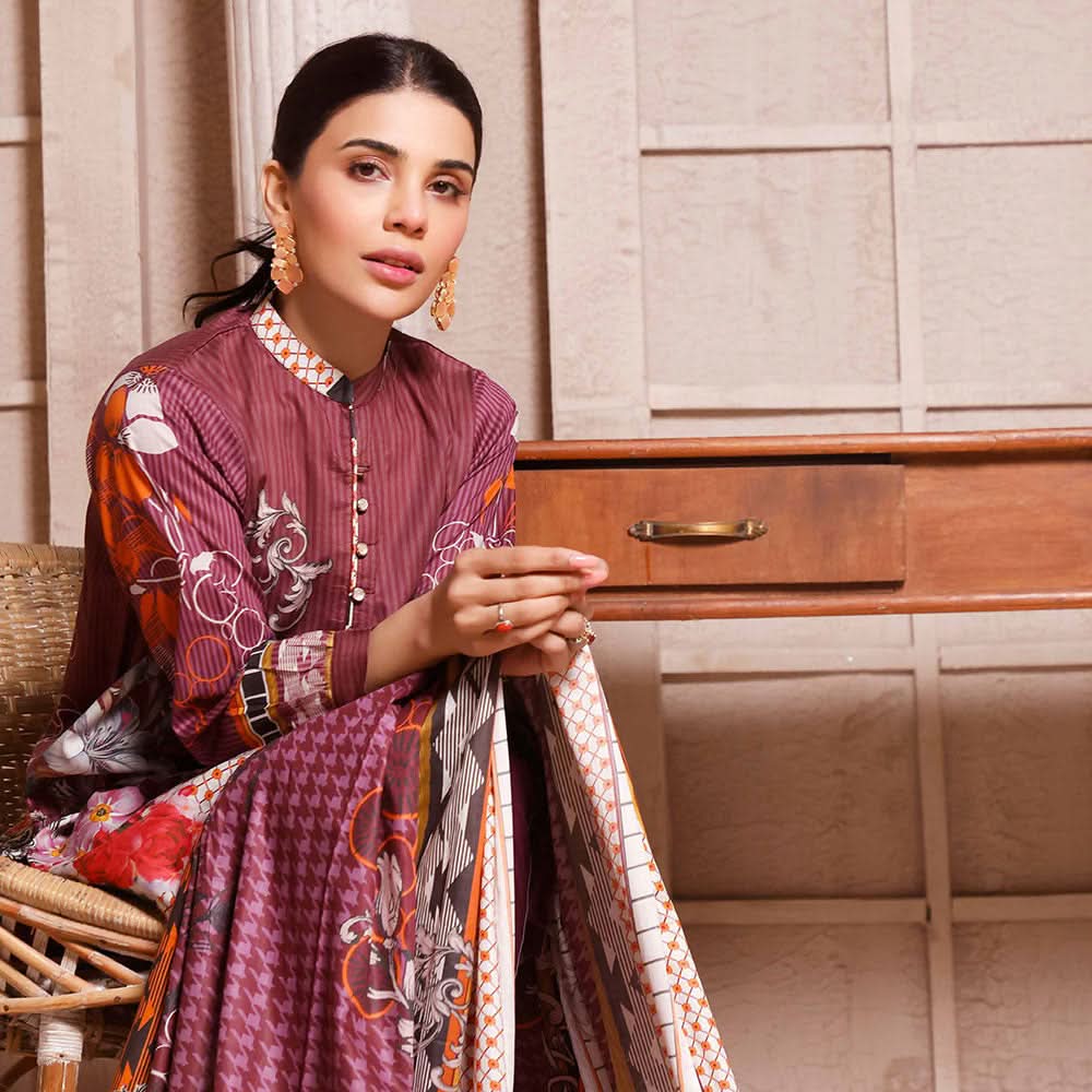 Halime Sultan Digital Printed Lawn 3Pcs Unstitched Suit V1 - 4, Women, 3Pcs Shalwar Suit, Halime Sultan, Chase Value