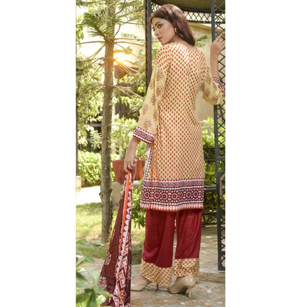 Three Star Printed Cotton 3 Pcs Un-Stitched Suit - 4 A, Women, 3Pcs Shalwar Suit, Al Dawood Textiles, Chase Value