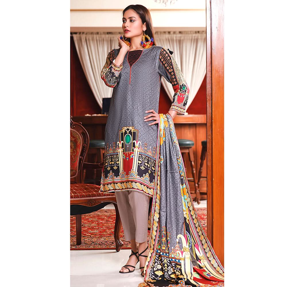 Halime Sultan Cottel Digital Printed Un-Stitched 3 Pcs Suit - 4, Women, 3Pcs Shalwar Suit, Chase Value, Chase Value