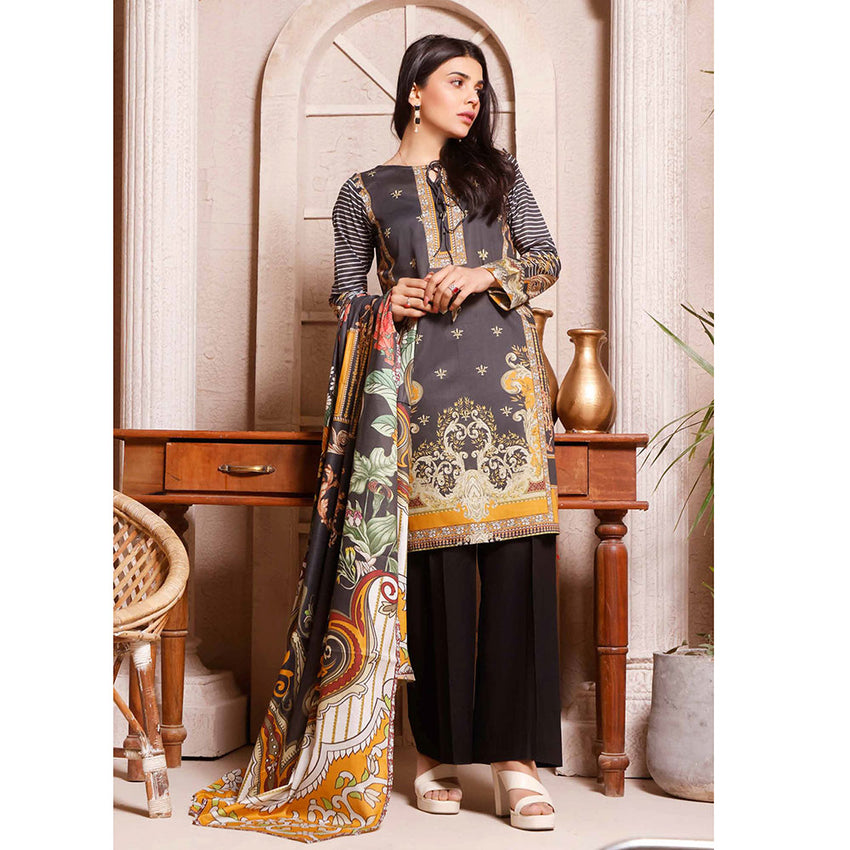 Halime Sultan Digital Printed Lawn 3Pcs Unstitched Suit V1 - 5, Women, 3Pcs Shalwar Suit, Halime Sultan, Chase Value