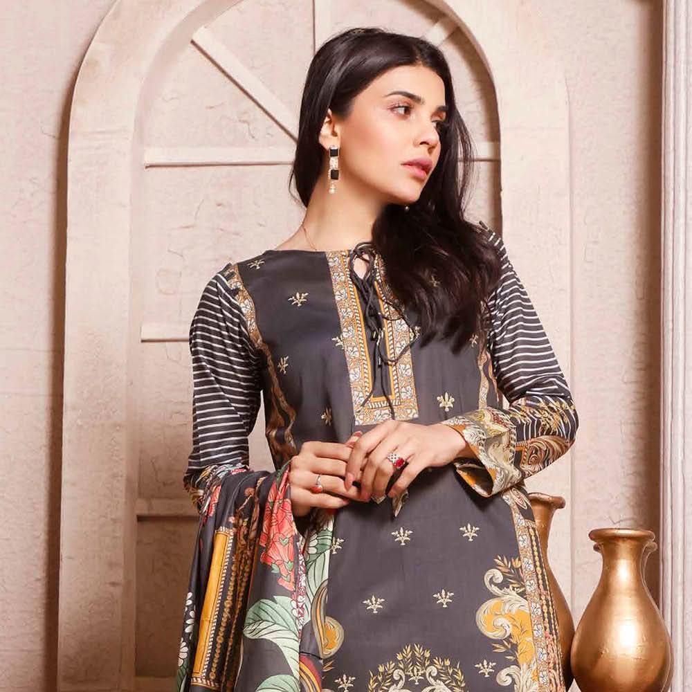 Halime Sultan Digital Printed Lawn 3Pcs Unstitched Suit V1 - 5, Women, 3Pcs Shalwar Suit, Halime Sultan, Chase Value