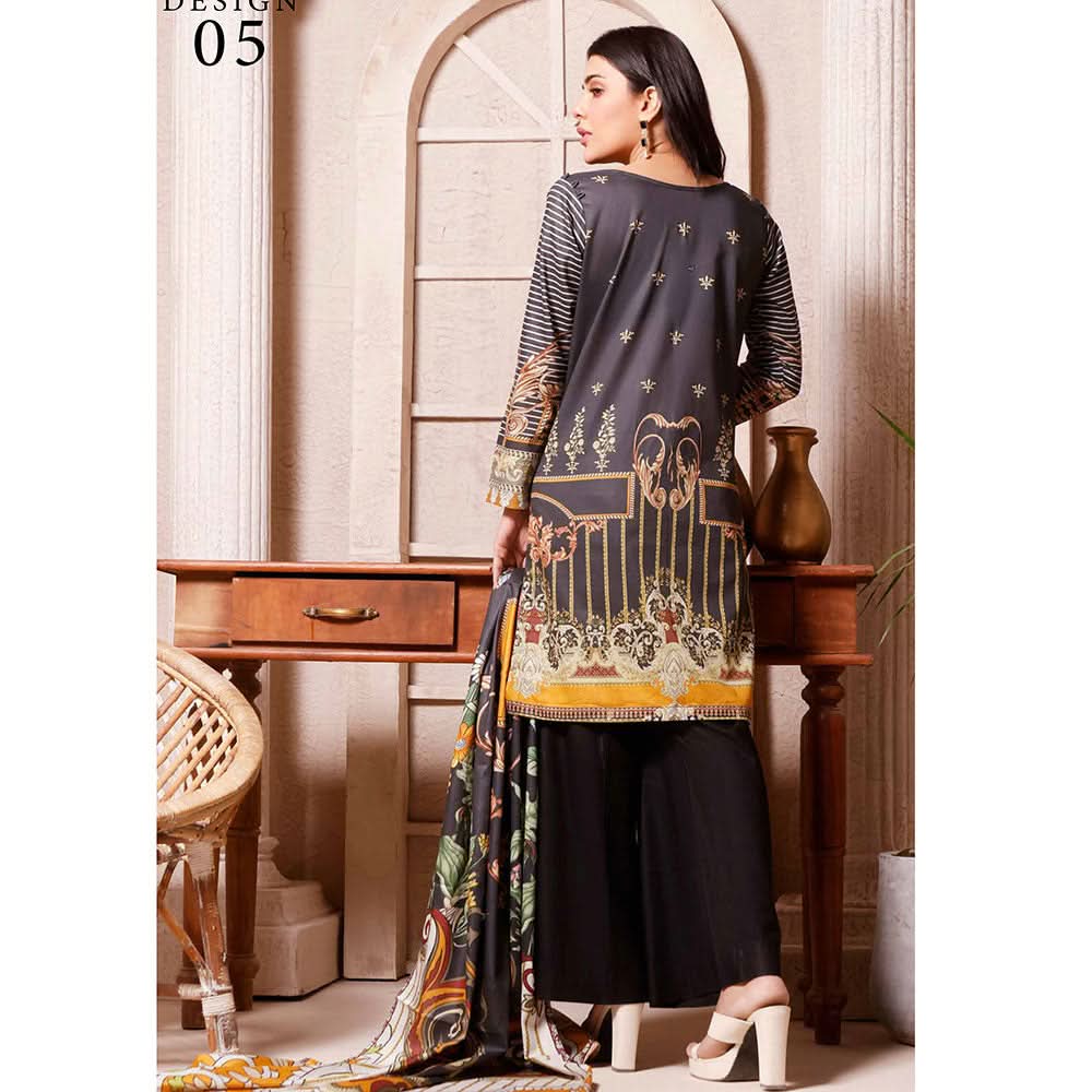 Halime Sultan Digital Printed Lawn 3Pcs Unstitched Suit V1 - 5, Women, 3Pcs Shalwar Suit, Halime Sultan, Chase Value