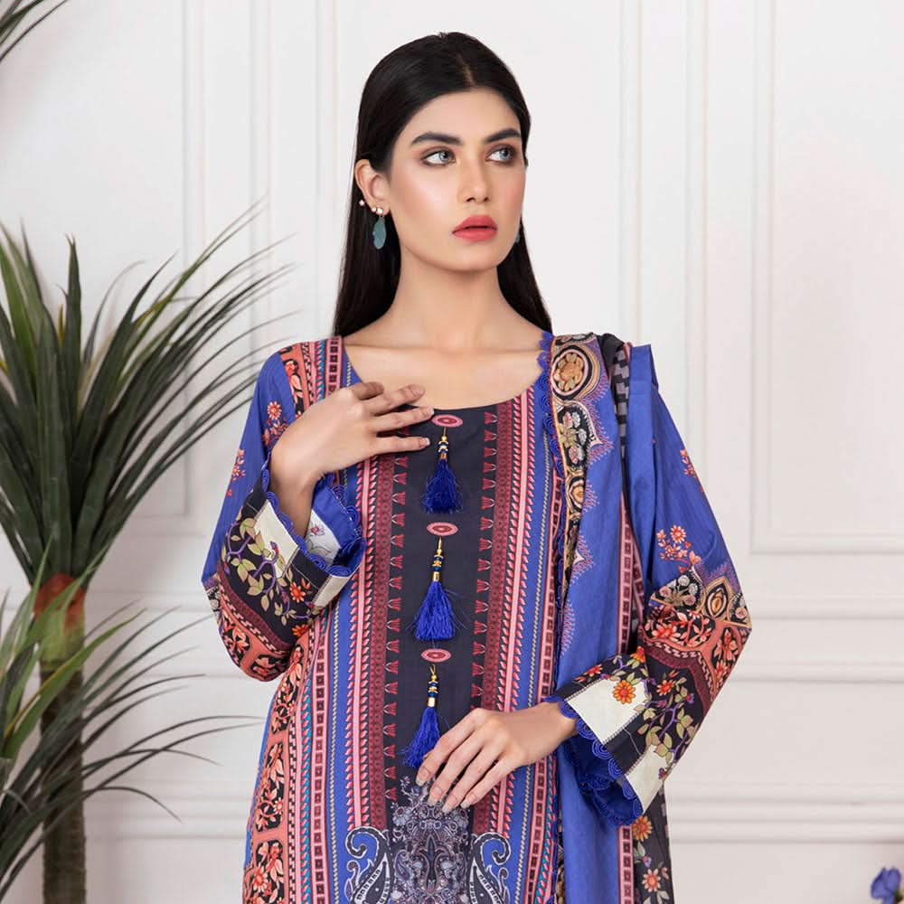 Orchid Mid-Summer Printed unstitched 3pc Cotton Suit, Women, 3Pcs Shalwar Suit, Regalia Textiles, Chase Value