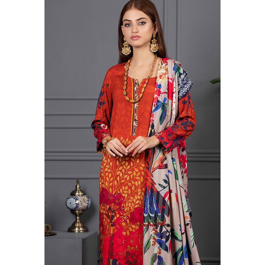 Orchid Modal Satin Digital Printed Un-Stitched 3 Pcs Suit - 5, Women, 3Pcs Shalwar Suit, Orchid, Chase Value