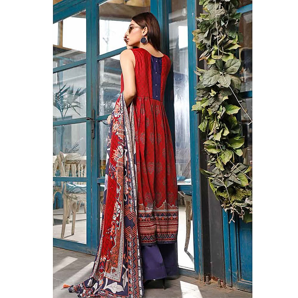 Zavia Digital Printed Lawn 3 Piece Un-Stitched Suit - 05, Women, 3Pcs Shalwar Suit, Fairdeal Textiles, Chase Value