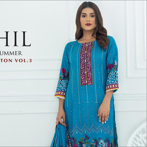 Sahil Printed Cotton 3 Pcs Un-Stitched Suit Vol 3 - 06, Women, 3Pcs Shalwar Suit, ZS Textiles, Chase Value
