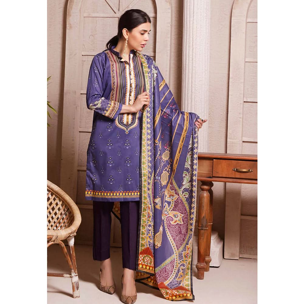 Halime Sultan Digital Printed Lawn 3Pcs Unstitched Suit V1 - 6, Women, 3Pcs Shalwar Suit, Halime Sultan, Chase Value