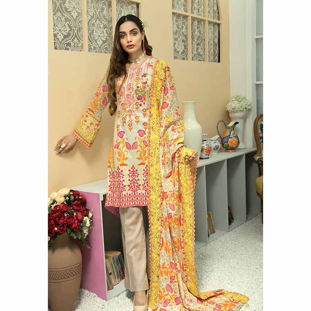 Zebtan Embroidered Cotton 3 Pieces Un-Stitched Suit Vol 01 - 06, Women, 3Pcs Shalwar Suit, Rujhan Textiles, Chase Value