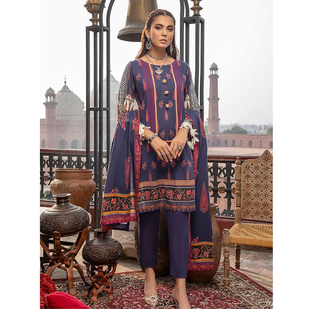 Salina Digital Khaddar Printed 3 Pcs Un-Stitched Suit V-1 - 6, Women, 3Pcs Shalwar Suit, Regalia Textiles, Chase Value