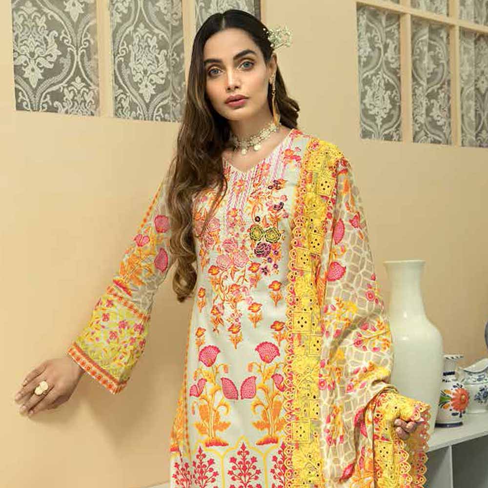 Zebtan Embroidered Cotton 3 Pieces Un-Stitched Suit Vol 01 - 06, Women, 3Pcs Shalwar Suit, Rujhan Textiles, Chase Value