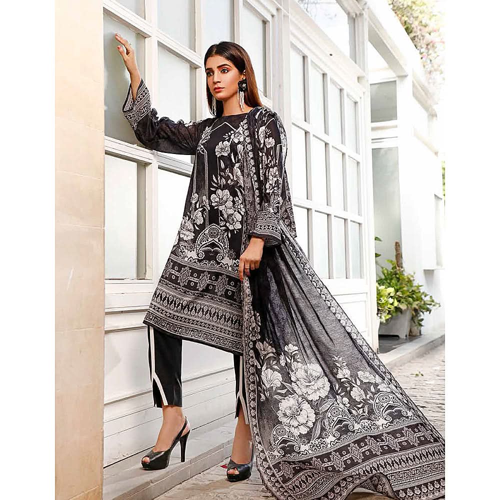 Zavia Digital Printed Lawn 3 Piece Un-Stitched Suit - 06, Women, 3Pcs Shalwar Suit, Fairdeal Textiles, Chase Value