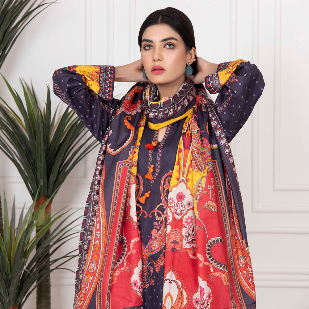 Orchid Mid-Summer Printed unstitched 3pc Cotton Suit, Women, 3Pcs Shalwar Suit, Regalia Textiles, Chase Value