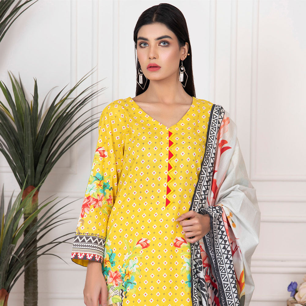 Orchid Mid-Summer Printed unstitched 3pc Cotton Suit, Women, 3Pcs Shalwar Suit, Regalia Textiles, Chase Value
