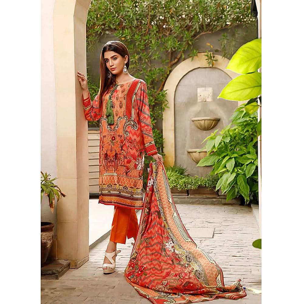 Zavia Digital Printed Lawn 3 Piece Un-Stitched Suit - 07, Women, 3Pcs Shalwar Suit, Fairdeal Textiles, Chase Value
