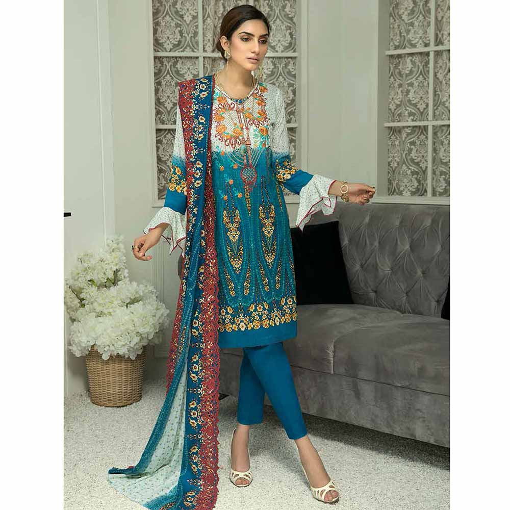Zebtan Embroidered Cotton 3 Pieces Un-Stitched Suit Vol 01 - 08, Women, 3Pcs Shalwar Suit, Rujhan Textiles, Chase Value