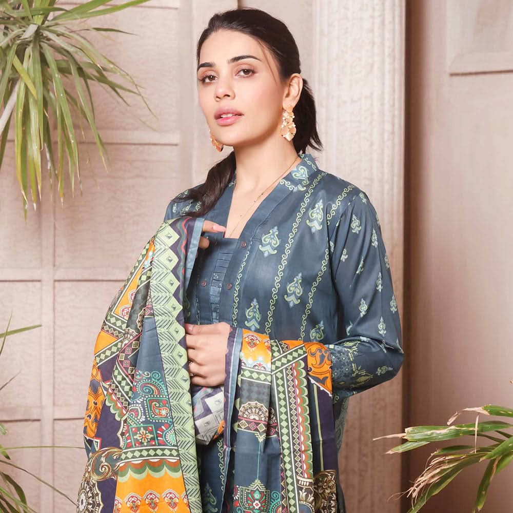 Halime Sultan Digital Printed Lawn 3Pcs Unstitched Suit V1 - 8, Women, 3Pcs Shalwar Suit, Halime Sultan, Chase Value