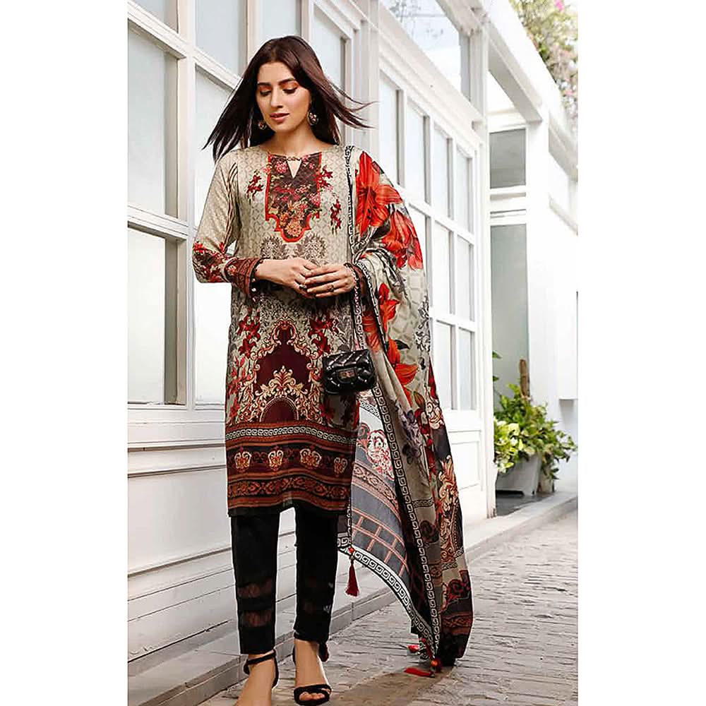 Zavia Digital Printed Lawn 3 Piece Un-Stitched Suit - 08, Women, 3Pcs Shalwar Suit, Fairdeal Textiles, Chase Value