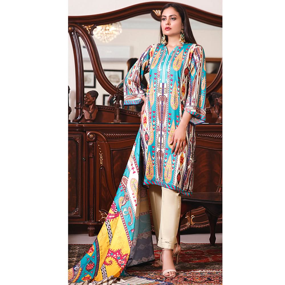Halime Sultan Cottel Digital Printed Un-Stitched 3 Pcs Suit - 8, Women, 3Pcs Shalwar Suit, Chase Value, Chase Value
