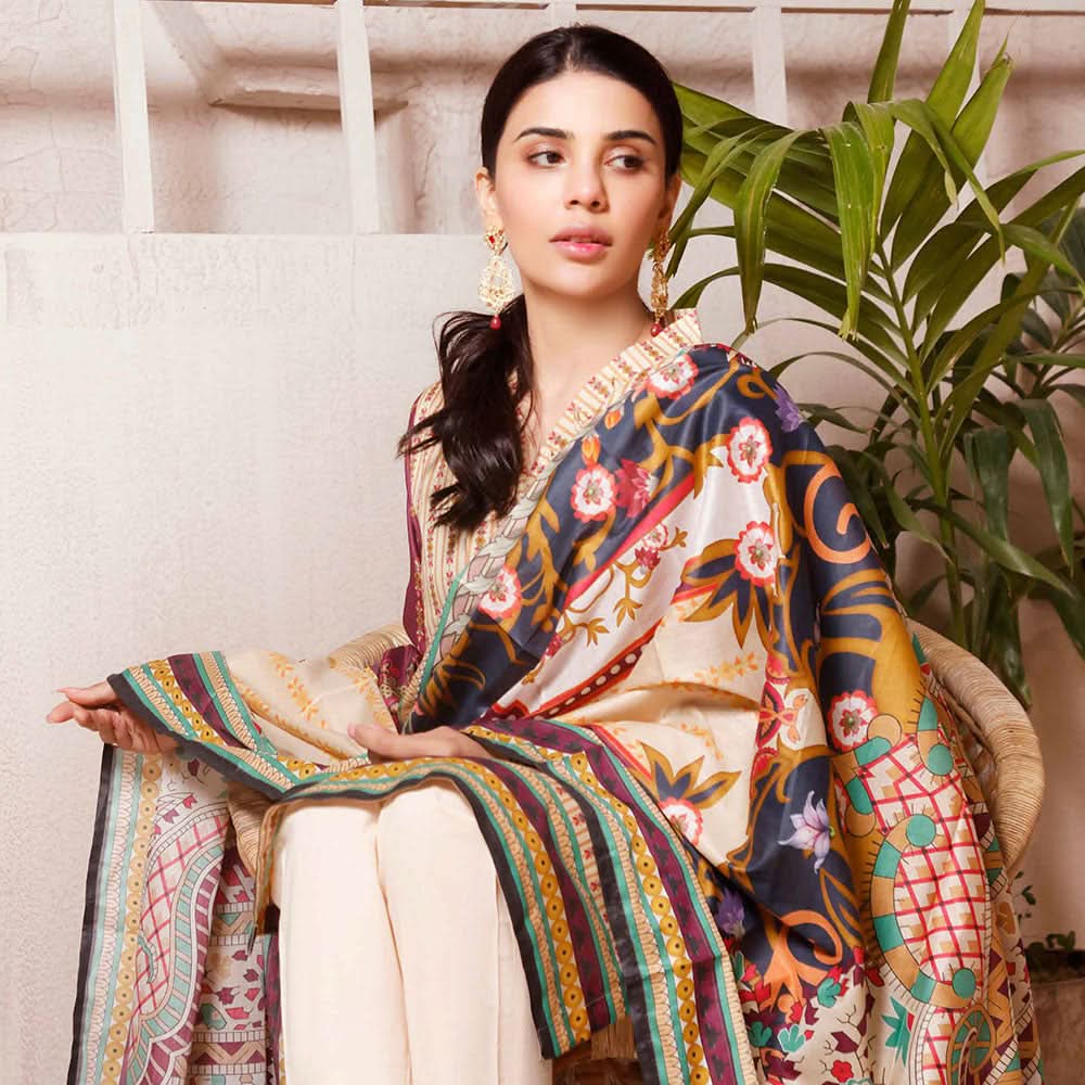 Halime Sultan Digital Printed Lawn 3Pcs Unstitched Suit V1 - 9, Women, 3Pcs Shalwar Suit, Halime Sultan, Chase Value