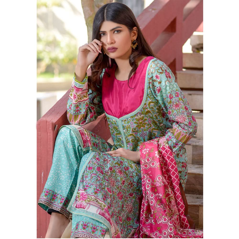 Three Star Printed Lawn 3 Piece Un-Stitched Suit Vol 2 - 9 B, Women, 3Pcs Shalwar Suit, Chase Value, Chase Value