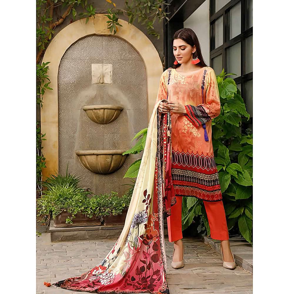 Zavia Digital Printed Lawn 3 Piece Un-Stitched Suit - 09, Women, 3Pcs Shalwar Suit, Fairdeal Textiles, Chase Value