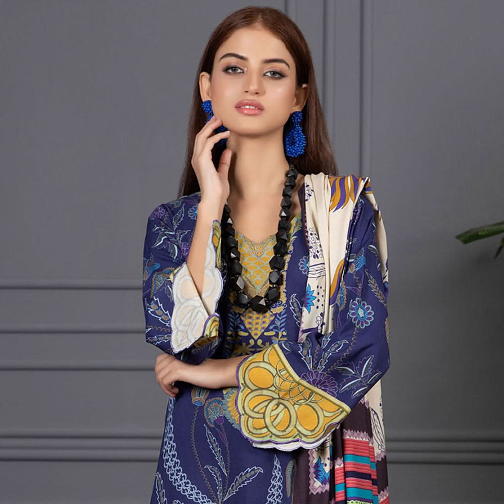 Orchid Modal Satin Digital Printed Un-Stitched 3 Pcs Suit - 9, Women, 3Pcs Shalwar Suit, Orchid, Chase Value