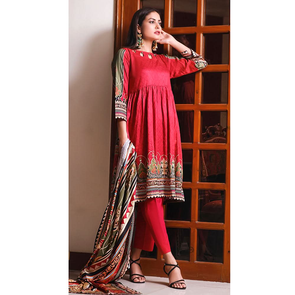 Halime Sultan Cottel Digital Printed Un-Stitched 3 Pcs Suit - 9, Women, 3Pcs Shalwar Suit, Chase Value, Chase Value