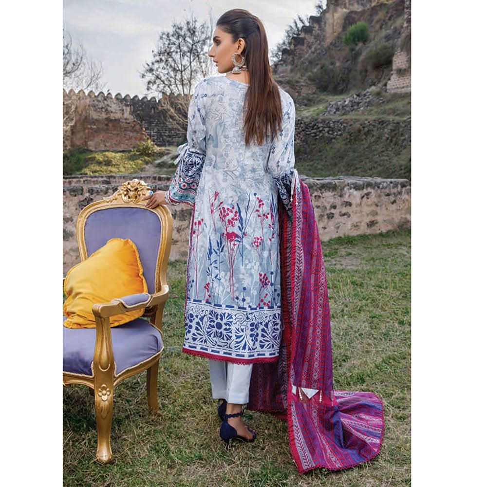 MonSoon Printed Lawn 3 Pcs Un-Stitched Suit Vol 2 - 1-B, Women, 3Pcs Shalwar Suit, Al-Zohaib Textiles, Chase Value
